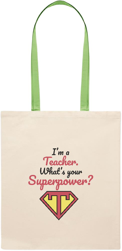 Im a Teacher Design - Essential colored handle tote bag_LIME_front