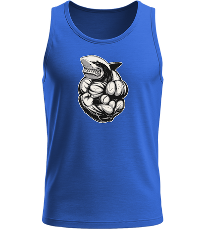 Flexing Shark Design - Basic men's tank top_ROYAL BLUE_front