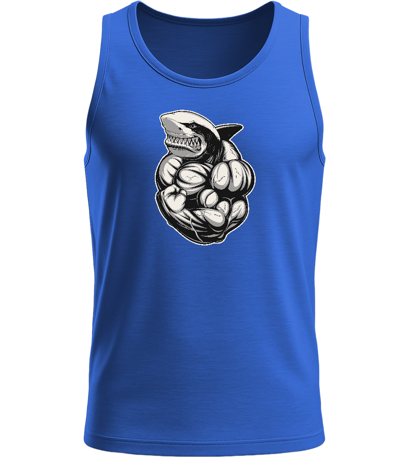 Flexing Shark Design - Basic men's tank top_ROYAL BLUE_front