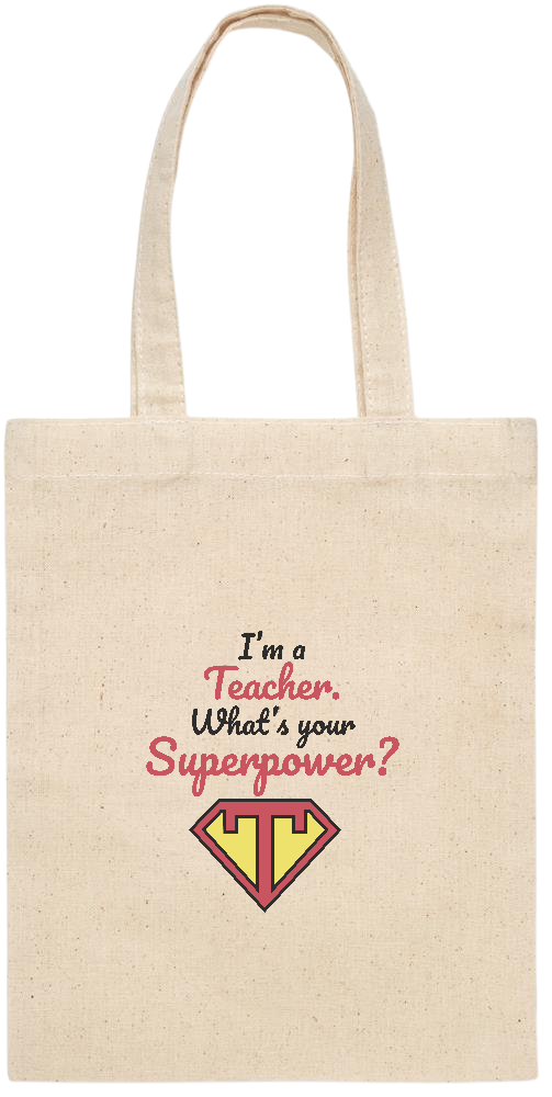 Im a Teacher Design - Essential small colored handle gift bag_BEIGE_front