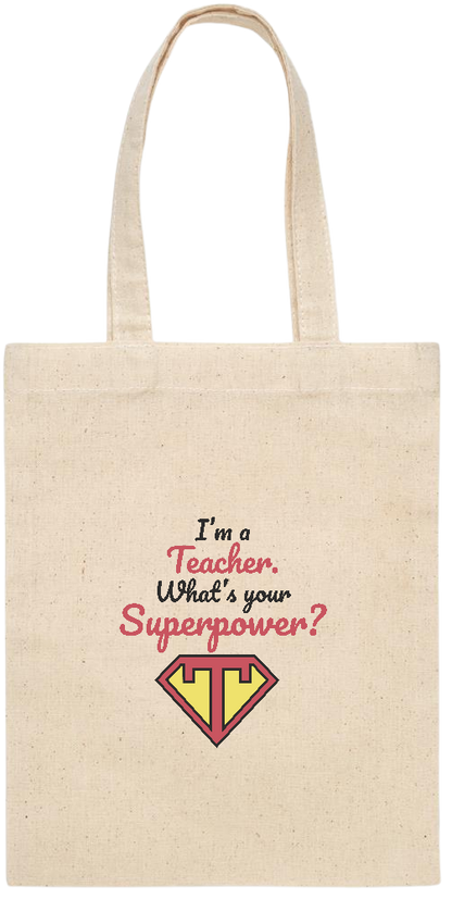 Im a Teacher Design - Essential small colored handle gift bag_BEIGE_front