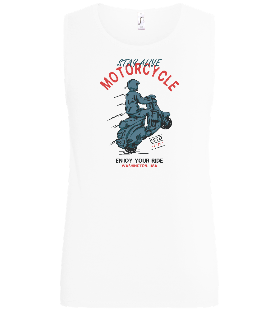 Stay Alive Motorcycle Design - Basic men's tank top_WHITE_front