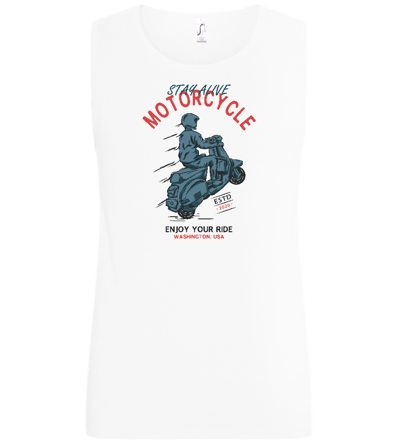 Stay Alive Motorcycle Design - Basic men's tank top_WHITE_front