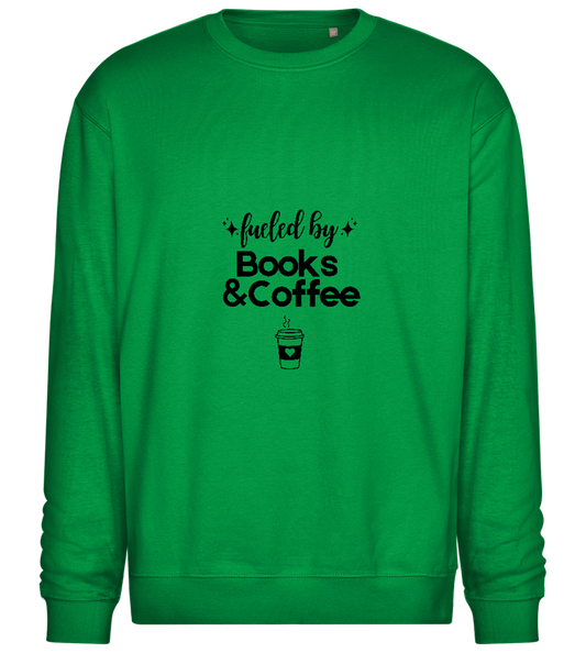 Books and Coffee Design - Comfort Essential Unisex Sweater_MEADOW GREEN_front