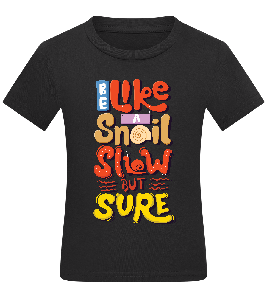 Slow but Sure Design - Comfort kids fitted t-shirt_DEEP BLACK_front