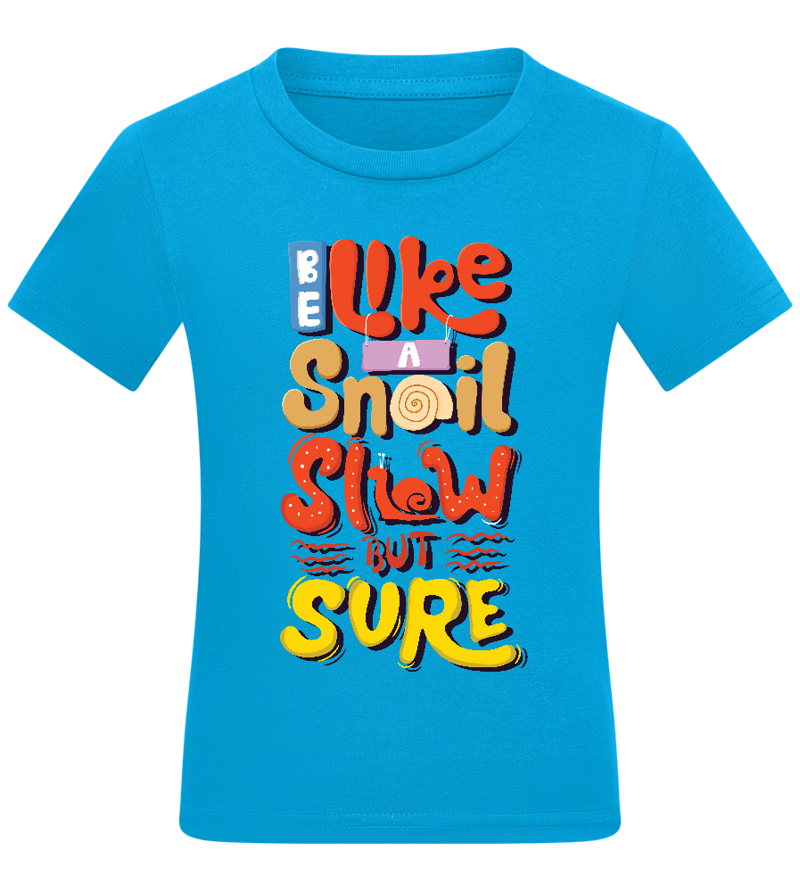 Slow but Sure Design - Comfort kids fitted t-shirt_TURQUOISE_front