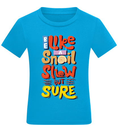 Slow but Sure Design - Comfort kids fitted t-shirt_TURQUOISE_front