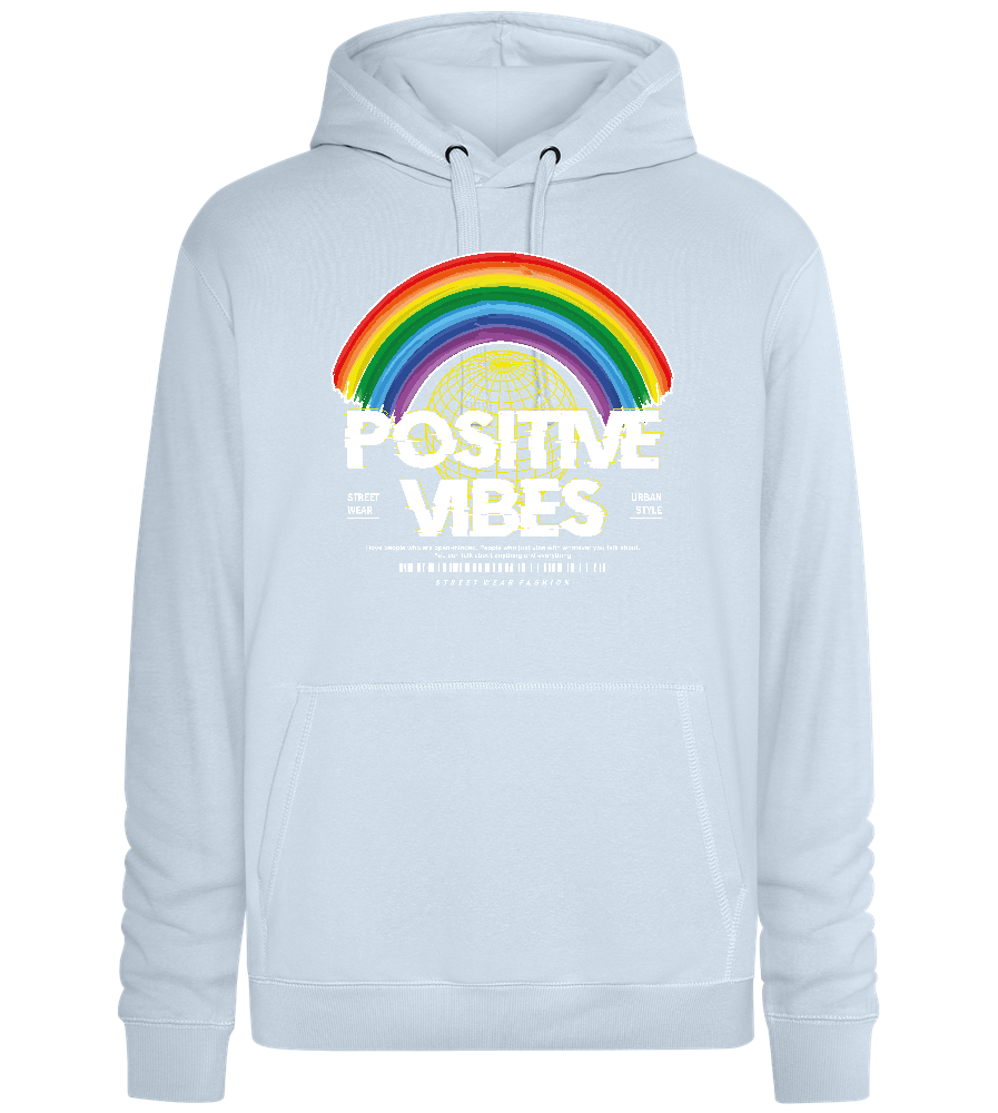 Positive Vibes Rainbow Design - Premium unisex hoodie_CREAMY BLUE_front