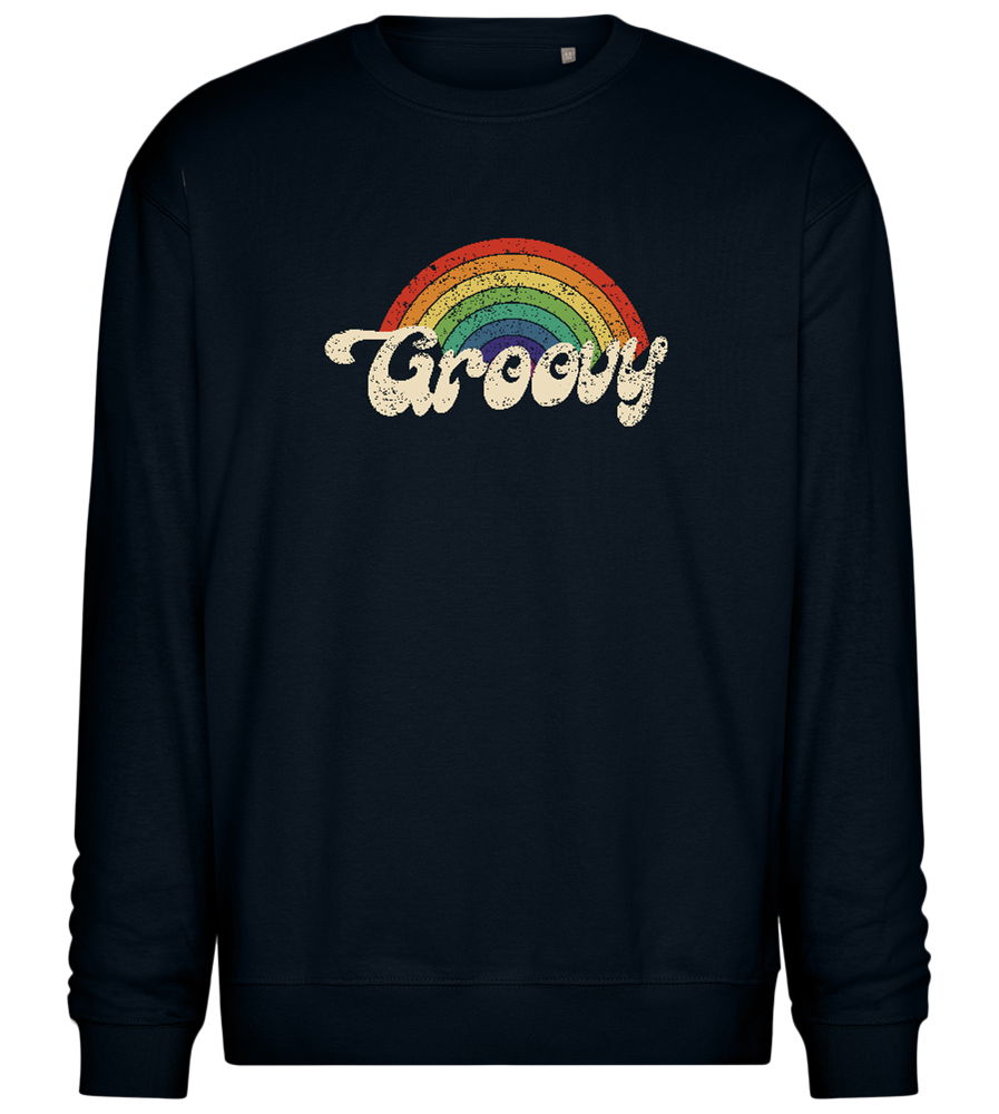 Groovy Rainbow Design - Comfort Essential Unisex Sweater_BLACK_front