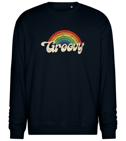 Groovy Rainbow Design - Comfort Essential Unisex Sweater_BLACK_front