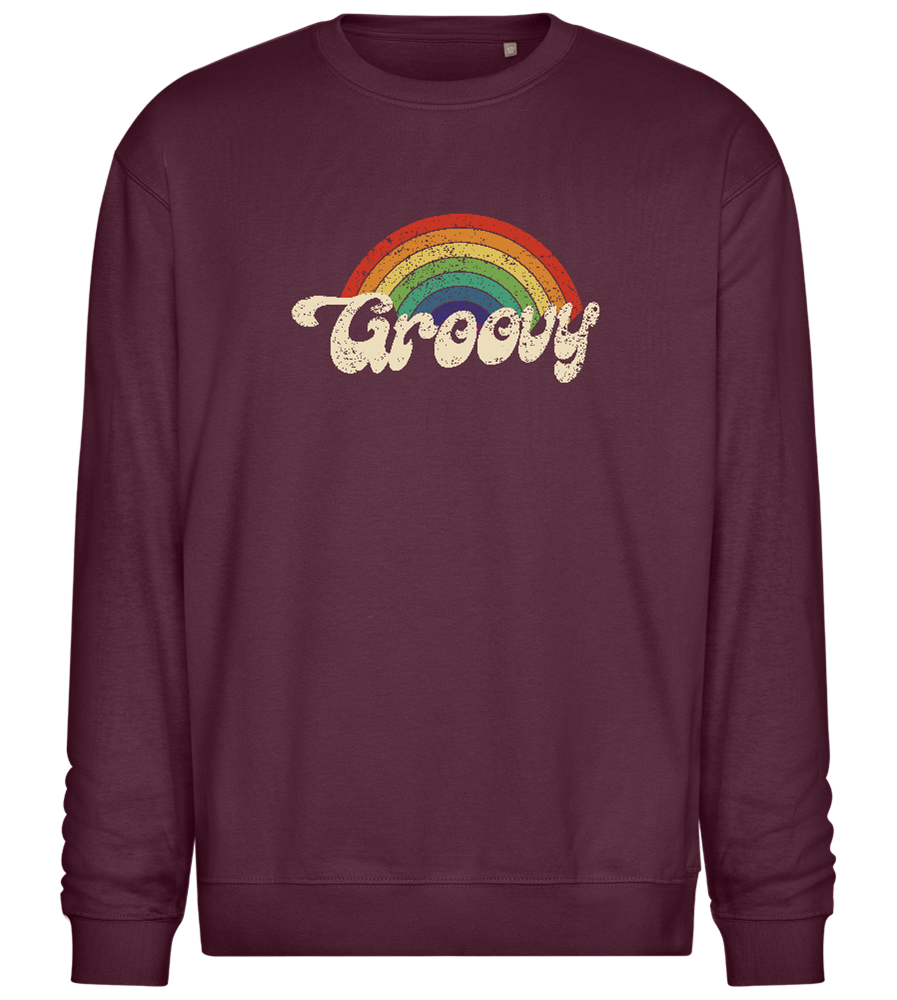 Groovy Rainbow Design - Comfort Essential Unisex Sweater_BORDEAUX_front