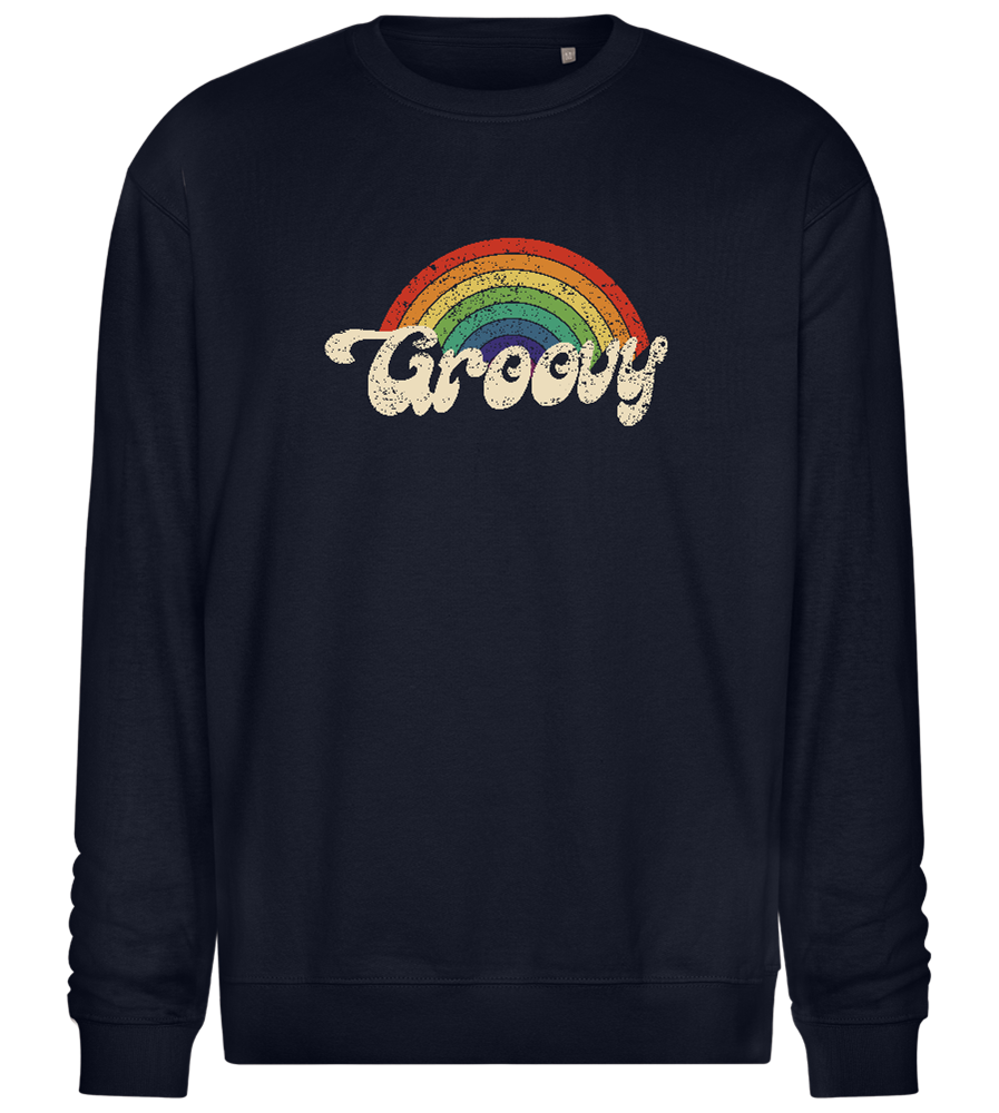 Groovy Rainbow Design - Comfort Essential Unisex Sweater_FRENCH NAVY_front