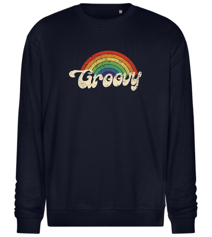 Groovy Rainbow Design - Comfort Essential Unisex Sweater_FRENCH NAVY_front