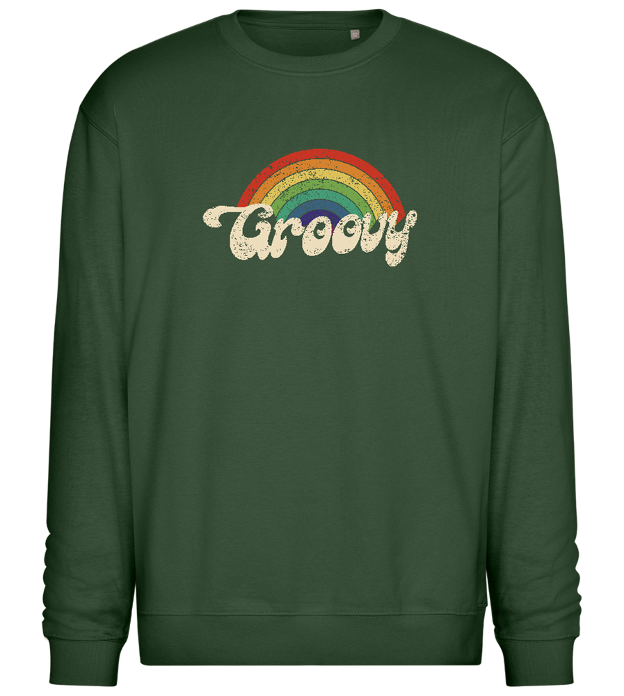 Groovy Rainbow Design - Comfort Essential Unisex Sweater_GREEN BOTTLE_front