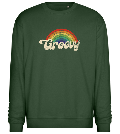 Groovy Rainbow Design - Comfort Essential Unisex Sweater_GREEN BOTTLE_front