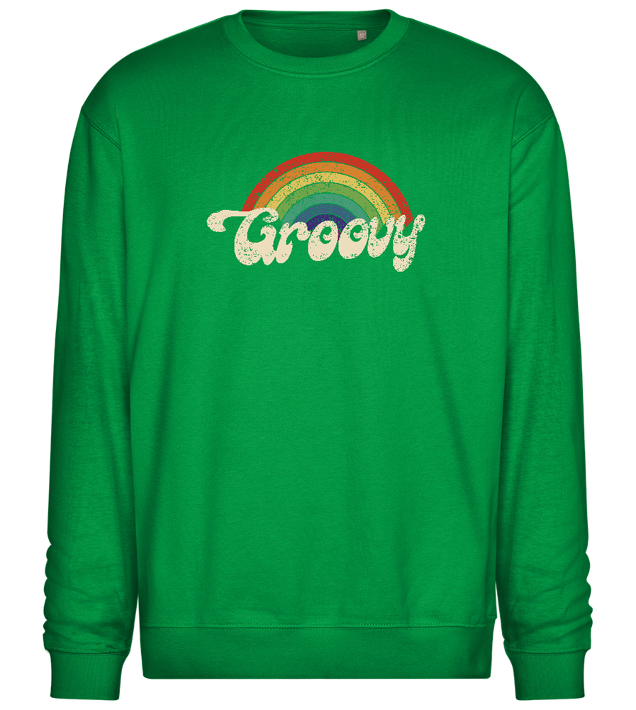 Groovy Rainbow Design - Comfort Essential Unisex Sweater_MEADOW GREEN_front