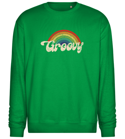 Groovy Rainbow Design - Comfort Essential Unisex Sweater_MEADOW GREEN_front