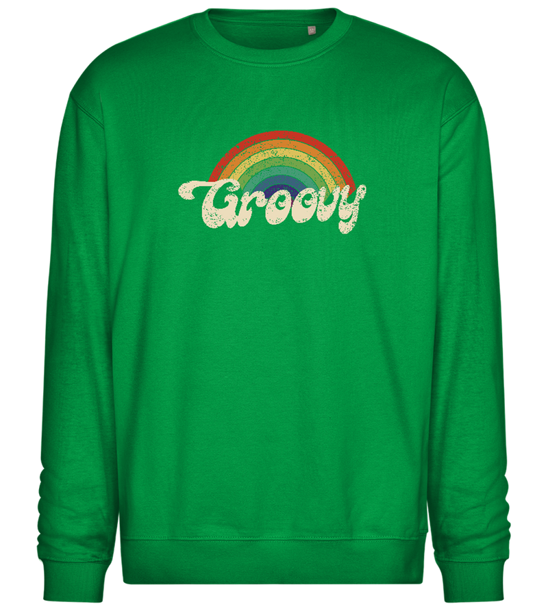 Groovy Rainbow Design - Comfort Essential Unisex Sweater_MEADOW GREEN_front