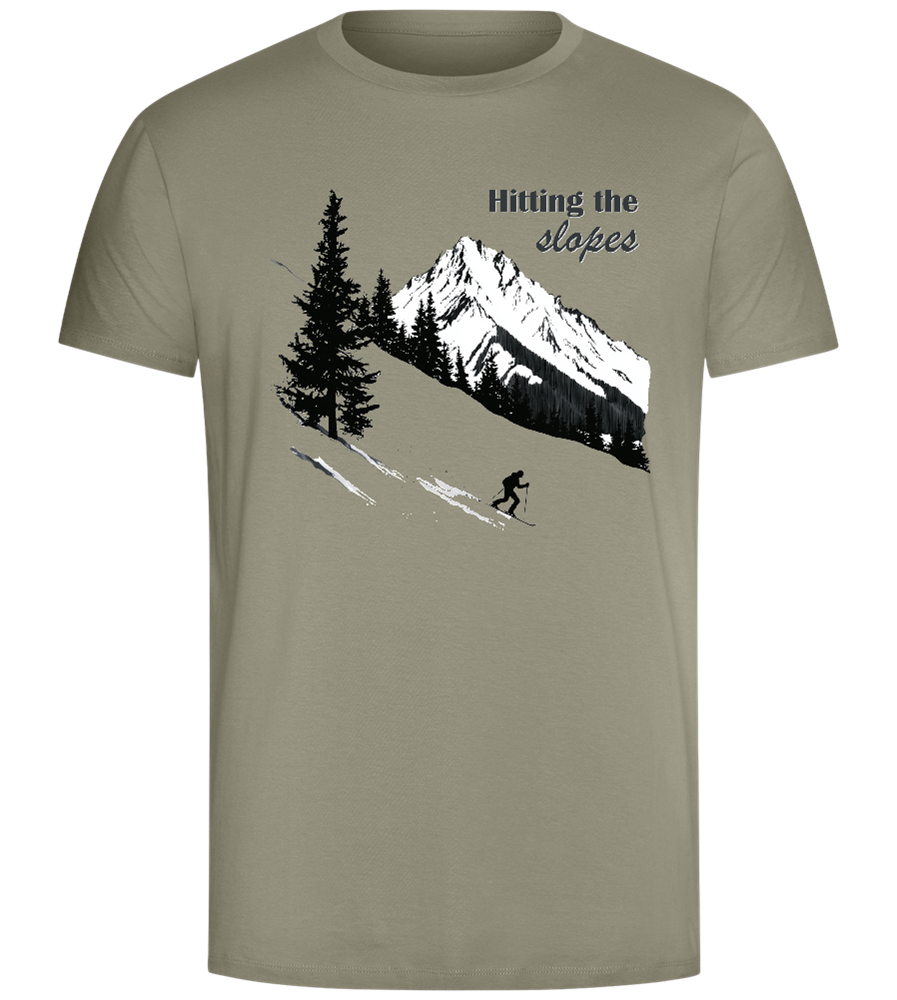 Hitting the Slopes Design - Comfort Unisex T-Shirt_KHAKI_front