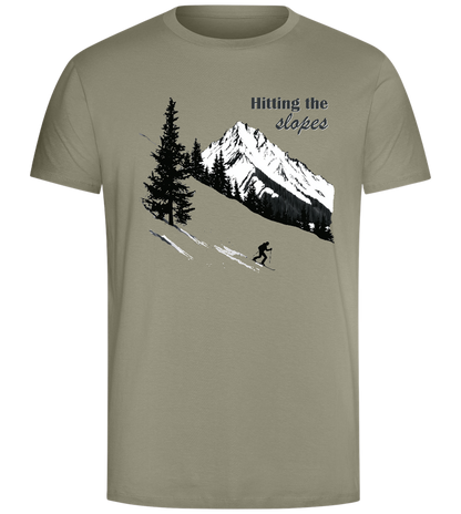 Hitting the Slopes Design - Comfort Unisex T-Shirt_KHAKI_front