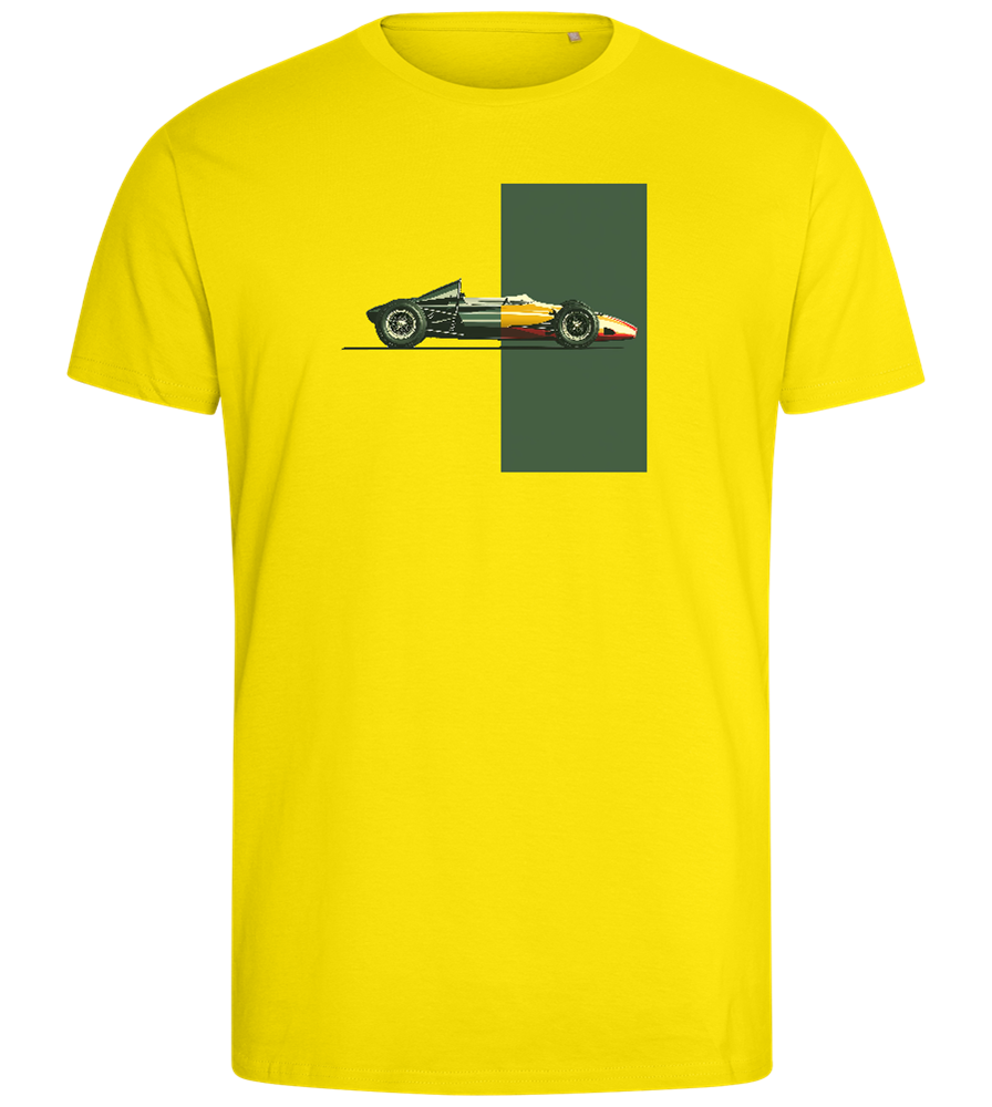 Retro F1 Design - Comfort men's fitted t-shirt_YELLOW_front