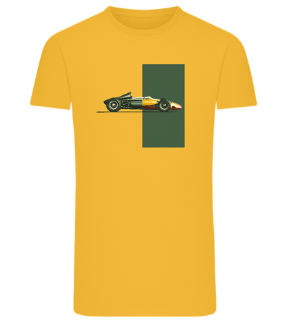 Retro F1 Design - Comfort men's fitted t-shirt_YELLOW_front