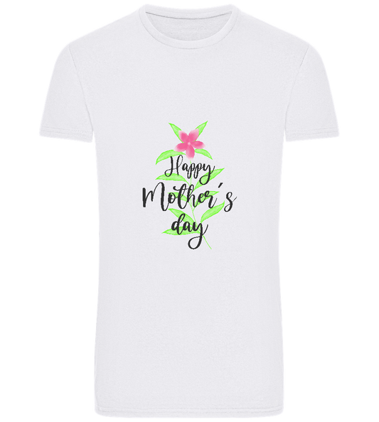 Happy Mother's Day Flower Design - Basic Unisex T-Shirt_WHITE_front