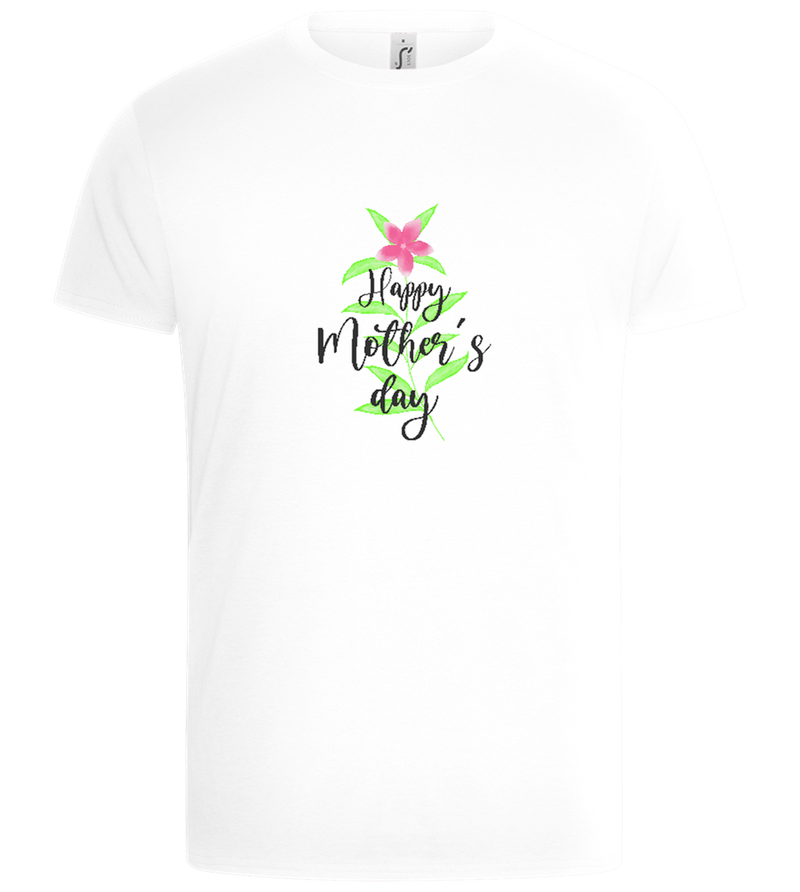 Happy Mother's Day Flower Design - Basic Unisex T-Shirt_WHITE_front