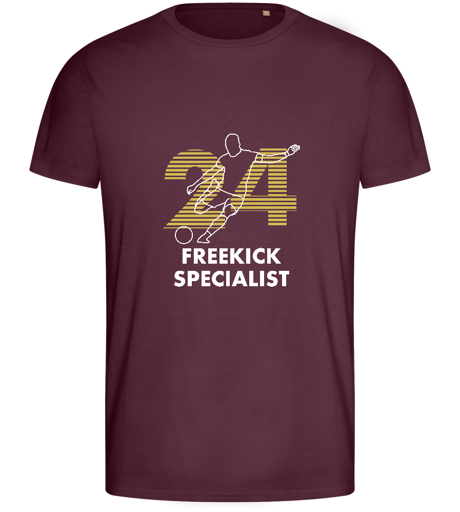 Freekick Specialist Design - Basic men's fitted t-shirt_BORDEAUX_front