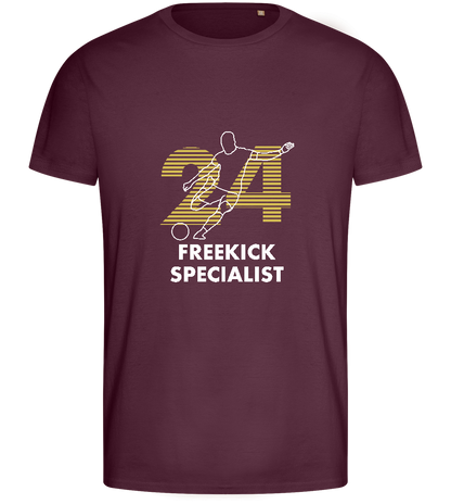 Freekick Specialist Design - Basic men's fitted t-shirt_BORDEAUX_front