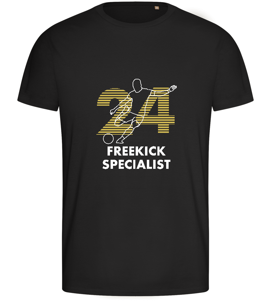 Freekick Specialist Design - Basic men's fitted t-shirt_DEEP BLACK_front