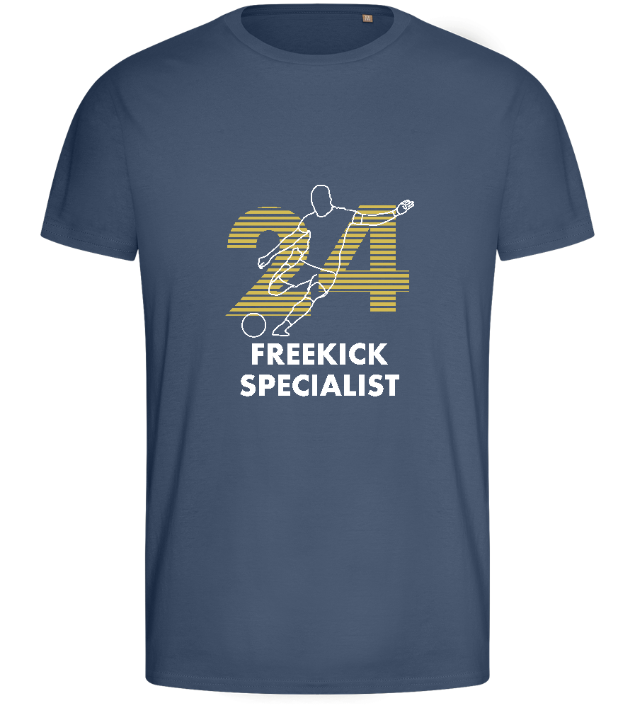 Freekick Specialist Design - Basic men's fitted t-shirt_DENIM_front