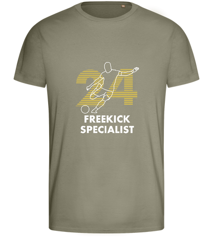 Freekick Specialist Design - Basic men's fitted t-shirt_KHAKI_front