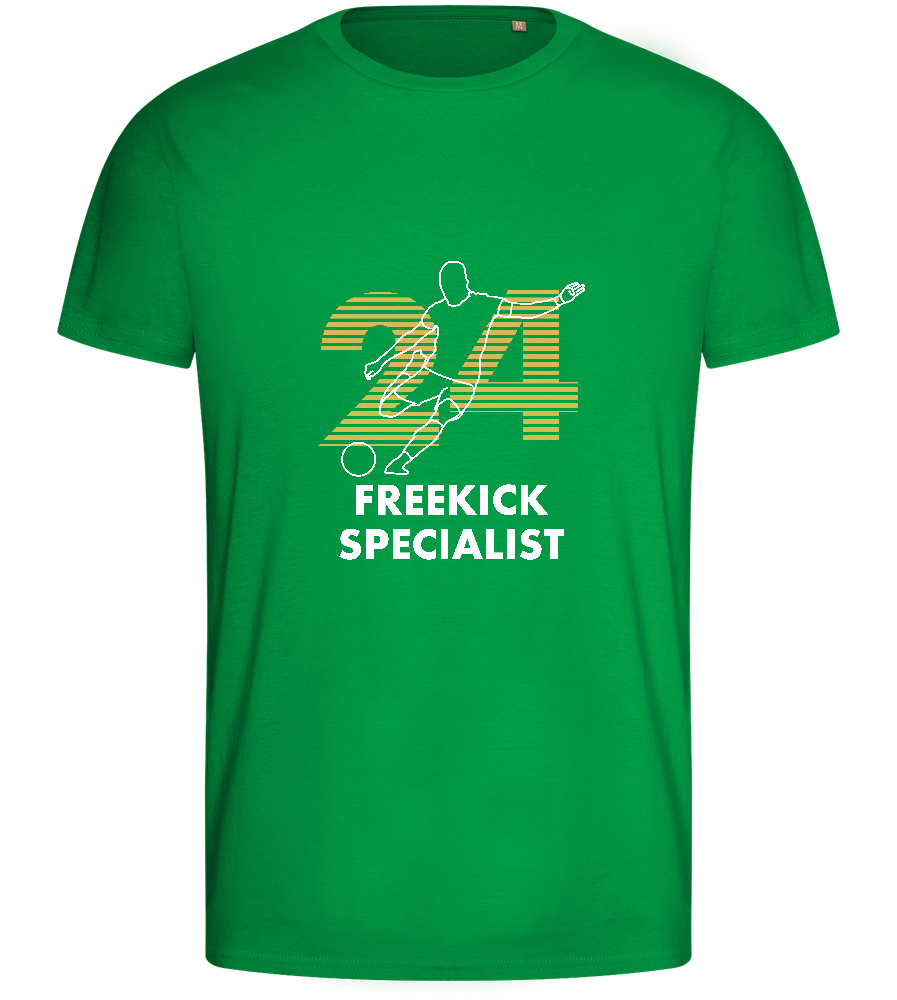 Freekick Specialist Design - Basic men's fitted t-shirt_MEADOW GREEN_front