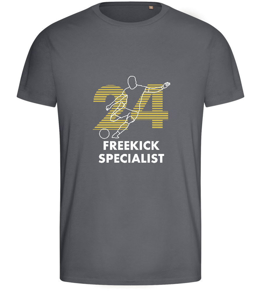 Freekick Specialist Design - Basic men's fitted t-shirt_MOUSE GREY_front