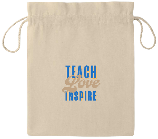 Teach Love Inspire Design - Essential medium drawcord gift bag_BEIGE_front