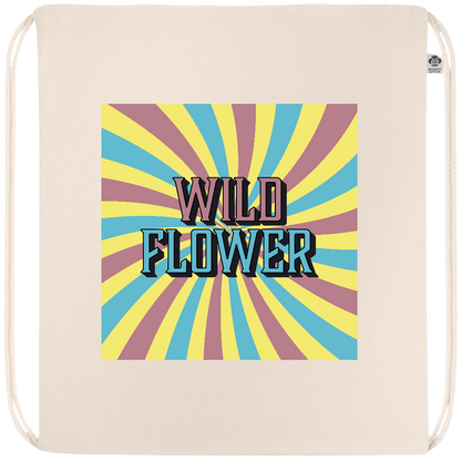 Retro Wild Flower Design - Premium organic cotton drawstring bag_BEIGE_front