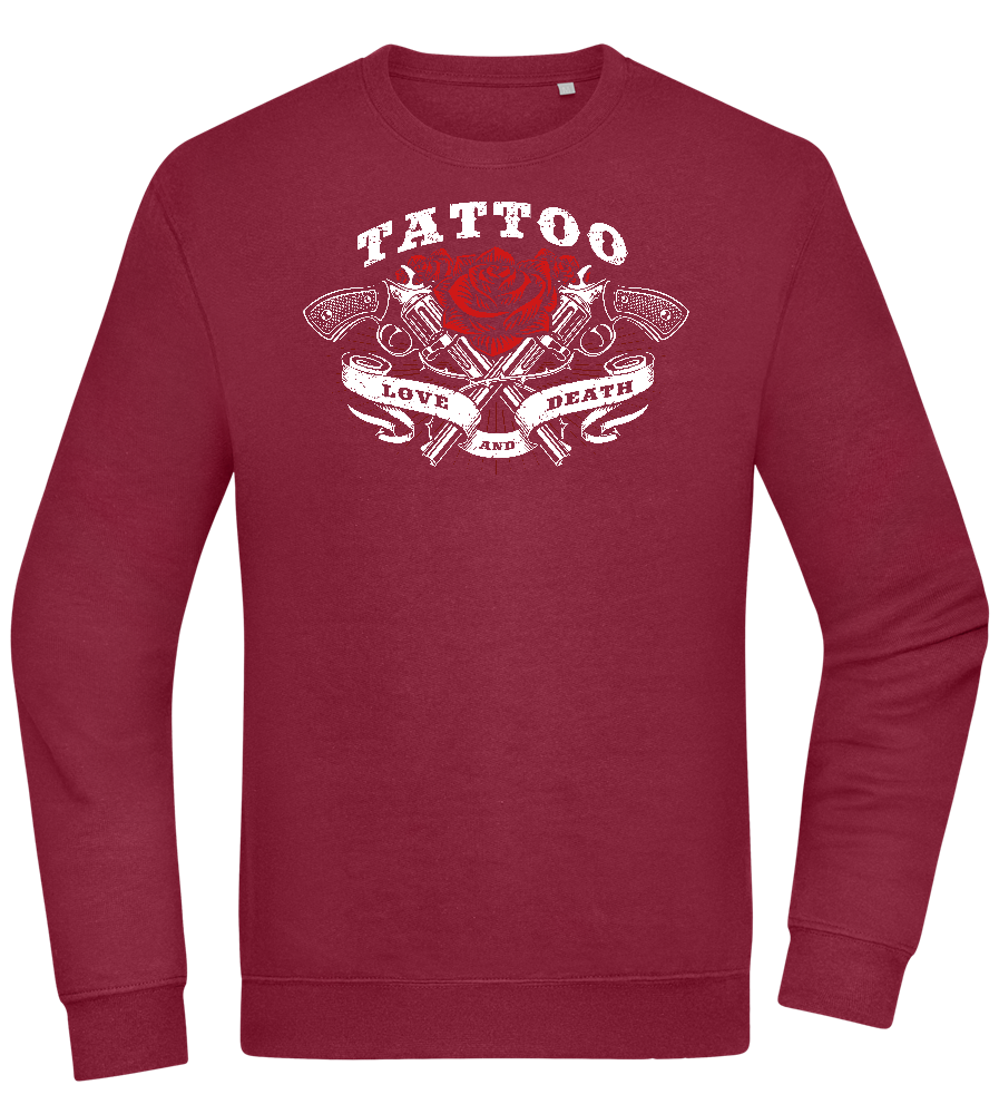 Tattoo Love Death Design - Comfort Essential Unisex Sweater_BORDEAUX_front