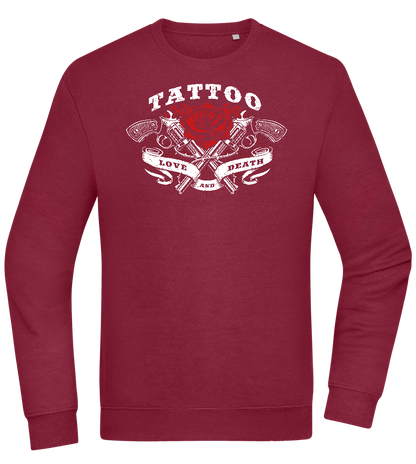 Tattoo Love Death Design - Comfort Essential Unisex Sweater_BORDEAUX_front