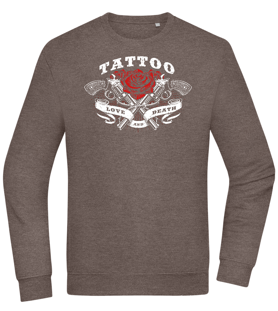 Tattoo Love Death Design - Comfort Essential Unisex Sweater_CHARCOAL CHIN_front