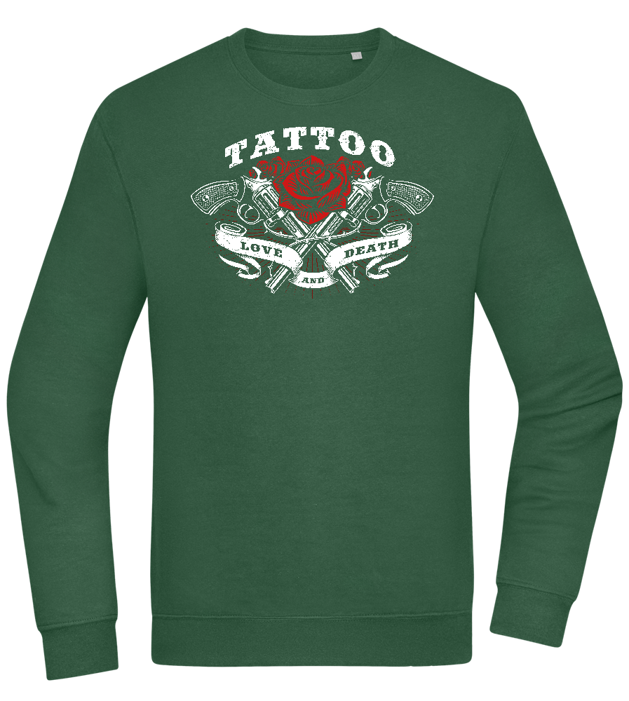 Tattoo Love Death Design - Comfort Essential Unisex Sweater_GREEN BOTTLE_front