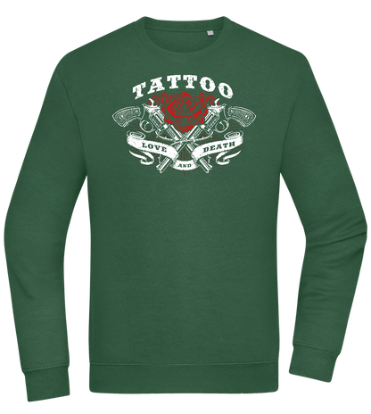 Tattoo Love Death Design - Comfort Essential Unisex Sweater_GREEN BOTTLE_front