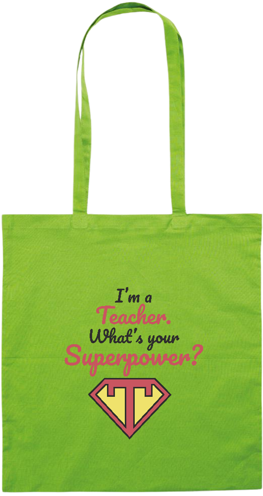 Im a Teacher Design - Premium colored cotton tote bag_LIME_front