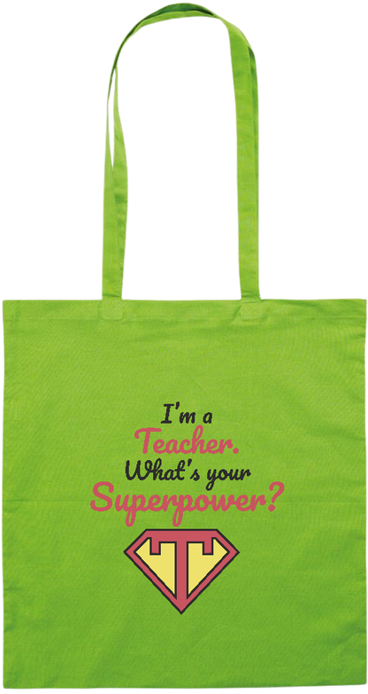 Im a Teacher Design - Premium colored cotton tote bag_LIME_front