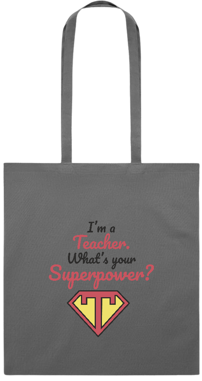 Im a Teacher Design - Premium colored cotton tote bag_STONE GREY_front