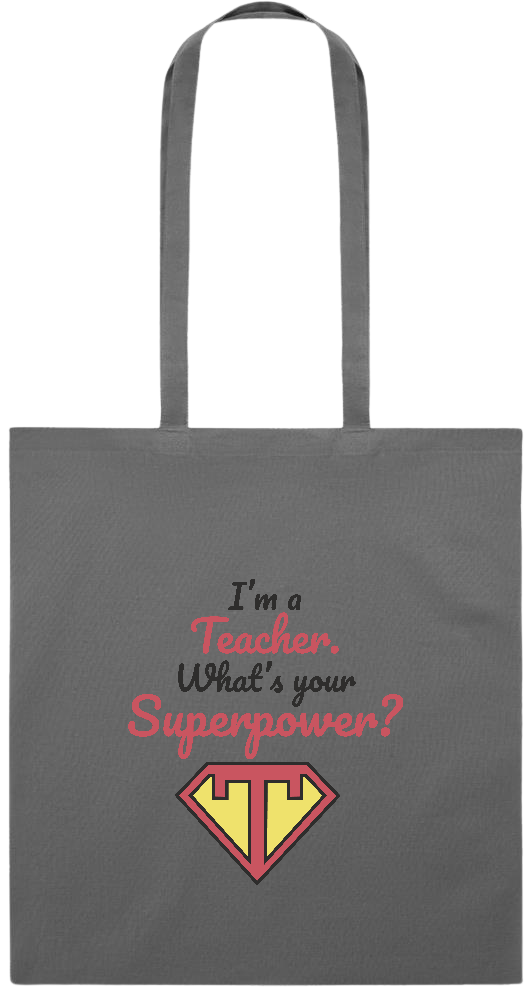 Im a Teacher Design - Premium colored cotton tote bag_STONE GREY_front