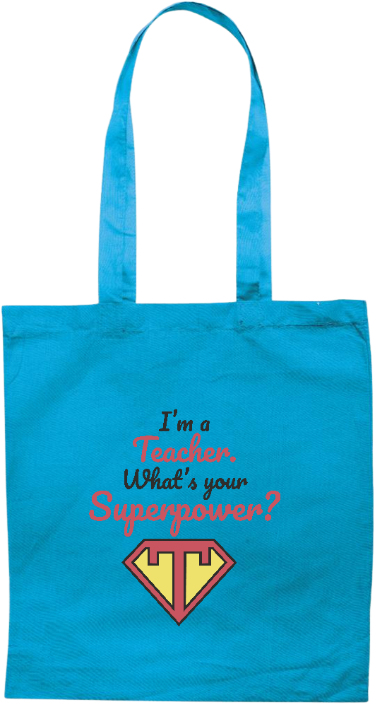 Im a Teacher Design - Premium colored cotton tote bag_TURQUOISE_front