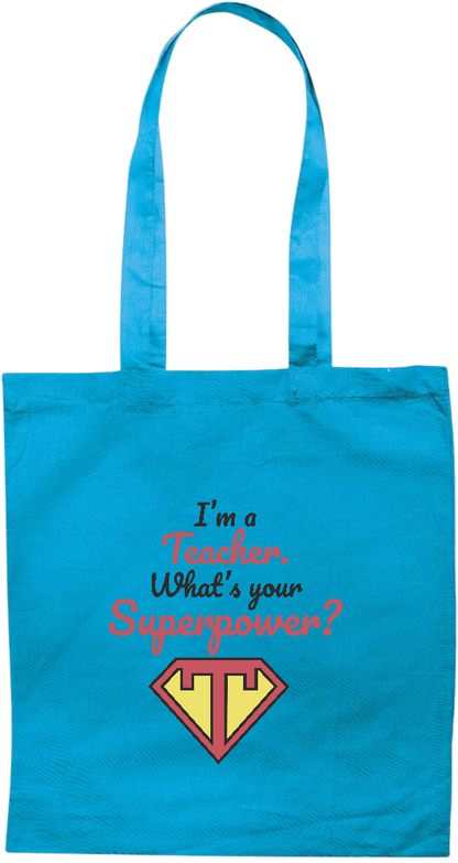 Im a Teacher Design - Premium colored cotton tote bag_TURQUOISE_front