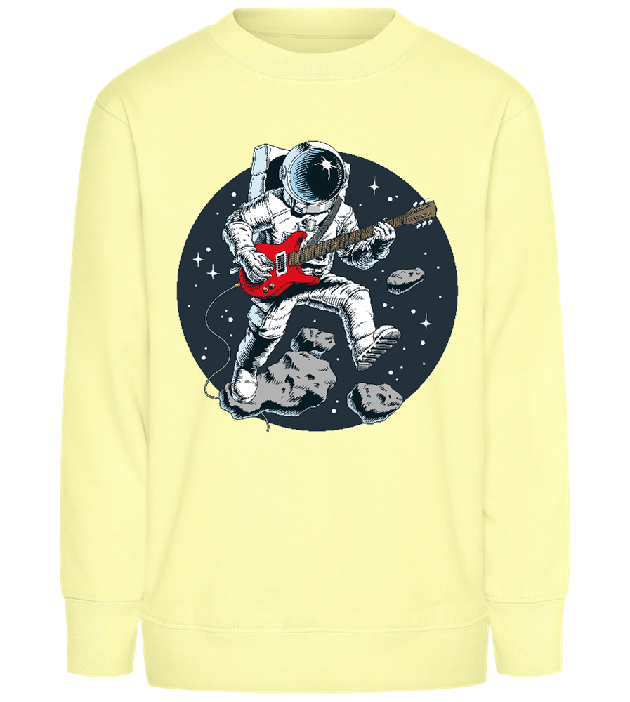 Astronaut Playing Guitar Design - Comfort Kids Sweater_AMARELO CLARO_front