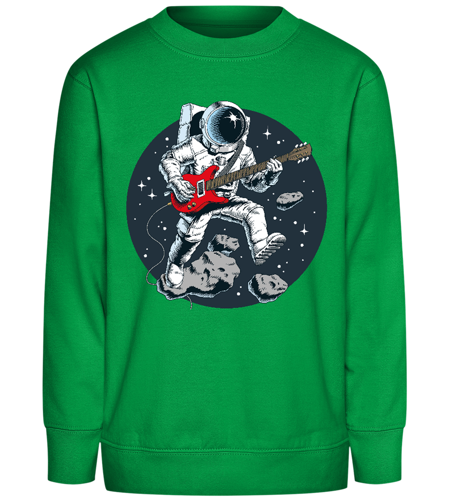 Astronaut Playing Guitar Design - Comfort Kids Sweater_MEADOW GREEN_front